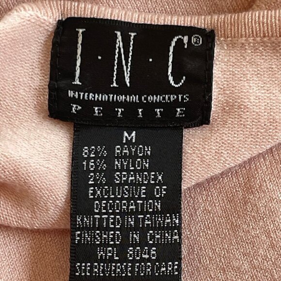INC International Concepts Pink Short Sleeve Sweater Petite M with Lace Trim  * - Picture 6 of 7